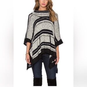 Splendid Cotton Blend Baja Striped Cowl Neck Poncho Cape XS/S Made in USA EUC